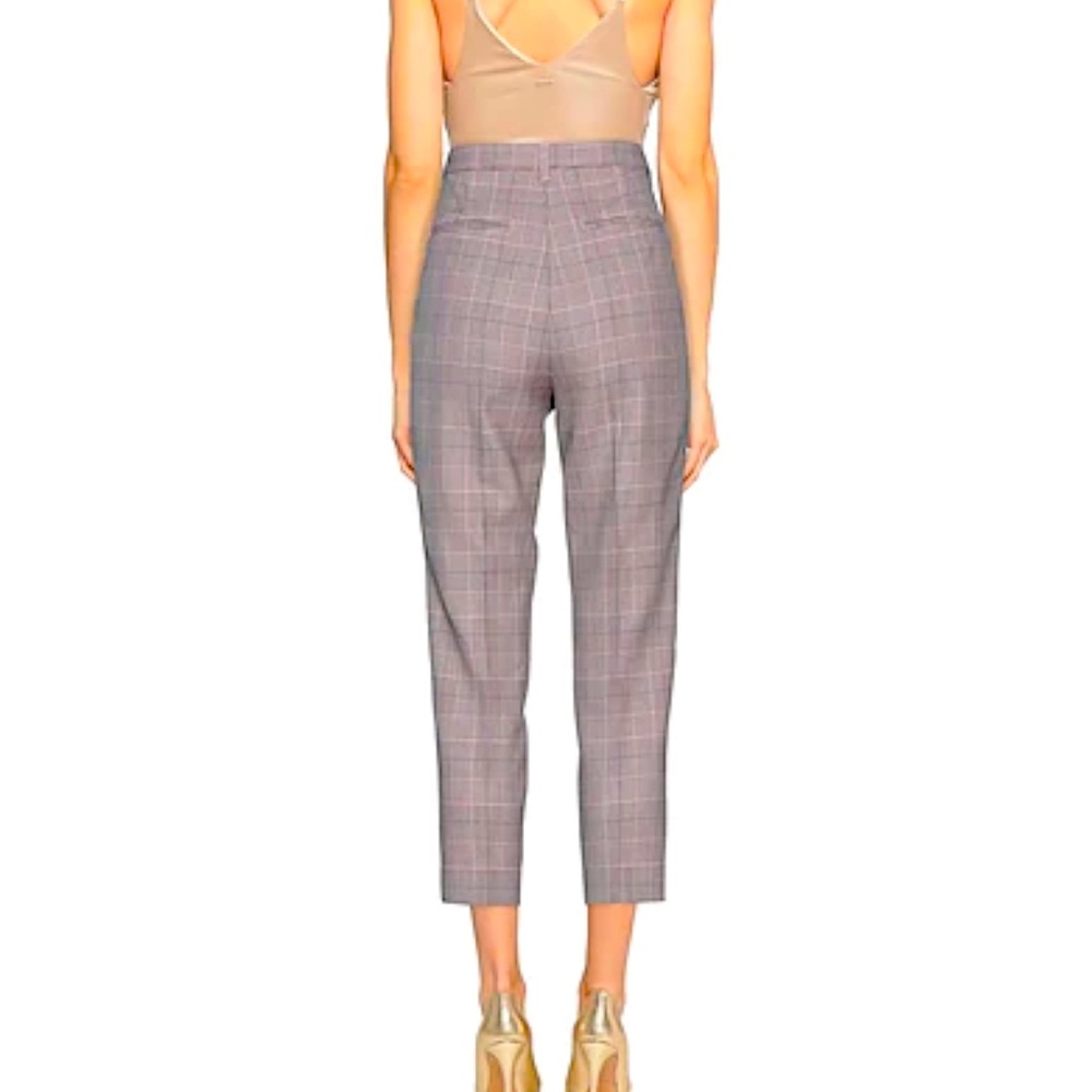 GANNI cropped pink check trousers